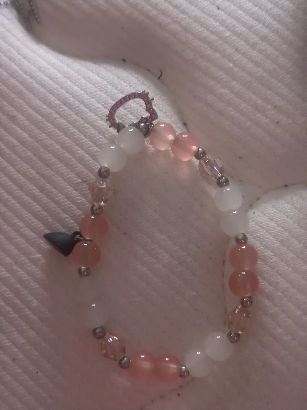 Delicate Pink and White Beaded Bracelet - Women Jewelry